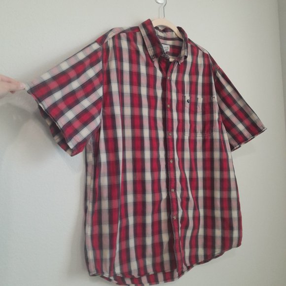 Carhartt Essential Plaid Short Sleeve Button Down Shirt Cotton Red Men's Size XL - Picture 4 of 9